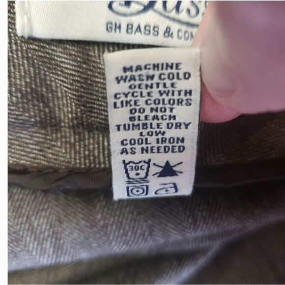 G.H. BASS & Company Wide Leg Herringbone  Trousers Brown 8 - Picture 8 of 8